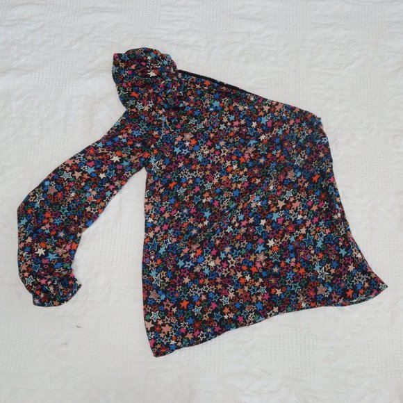 J. Crew Jacuzzi Sexy Girly One-Shoulder Top In Kaleidoscope Star Print N… - Picture 2 of 12